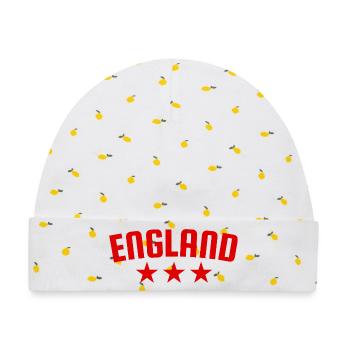 England 3 Sterne Design Rot - Baby Premium Organic Mütze - Weiß/Zitronengelb - Vorne