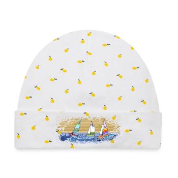 Segelboote - Baby Premium Organic Mütze - Weiß/Zitronengelb - Vorne