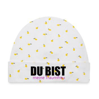 Du bist meine Traumfrau - Baby Premium Organic Mütze - Weiß/Zitronengelb - Vorne