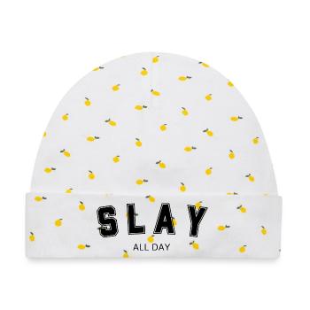SLAY Trikot - Baby Premium Organic Mütze - Weiß/Zitronengelb - Vorne