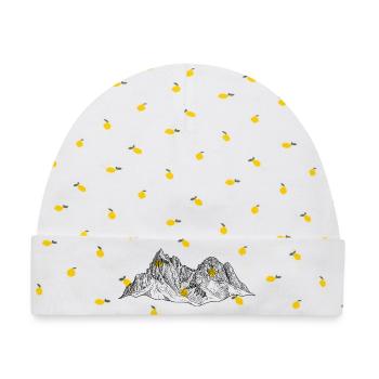 Schlern Massiv Dolomiten Silhouette | Bergsteiger  - Baby Premium Organic Mütze - Weiß/Zitronengelb - Vorne