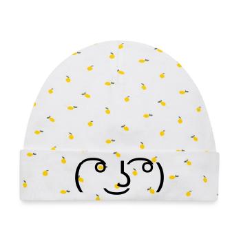 Lenny Face ( ͡° ͜ʖ ͡°) Meme Emoticon - Baby Premium Organic Mütze - Weiß/Zitronengelb - Vorne