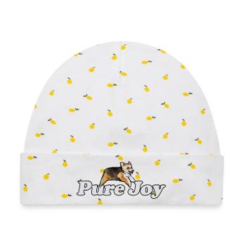 Pure Joy Corgi Lauf - Baby Premium Organic Mütze - Weiß/Zitronengelb - Vorne