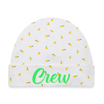 Crew Neon Script - Baby Premium Organic Mütze - Weiß/Zitronengelb - Vorne