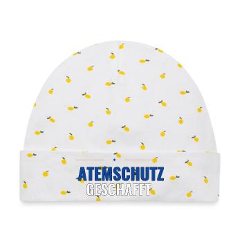 Jugendfeuerwehr Shirt – Atemschutz geschafft - Baby Premium Organic Mütze - Weiß/Zitronengelb - Vorne