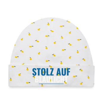 Stolz auf Blaulicht – Supporter Shirt Geschenkidee - Baby Premium Organic Mütze - Weiß/Zitronengelb - Vorne