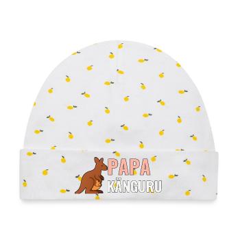 Papa Känguru – Geschenkshirt für neue Väter - Baby Premium Organic Mütze - Weiß/Zitronengelb - Vorne