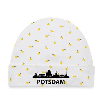 Potsdam SKYLINE - Baby Premium Organic Mütze - Weiß/Zitronengelb - Vorne