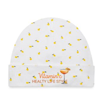 Ascorbinsäure - Baby Premium Organic Mütze - Weiß/Zitronengelb - Vorne