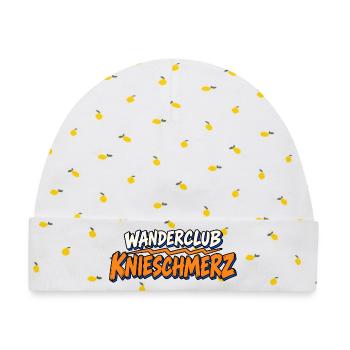 Wanderclub KnieSchmerz Wanderer Wandern - Baby Premium Organic Mütze - Weiß/Zitronengelb - Vorne