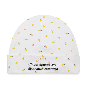 Kann Spuren von Motivation enthalten - Baby Premium Organic Mütze - Weiß/Zitronengelb - Vorne