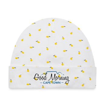 Good Morning Cape Town – Original - Baby Premium Organic Mütze - Weiß/Zitronengelb - Vorne