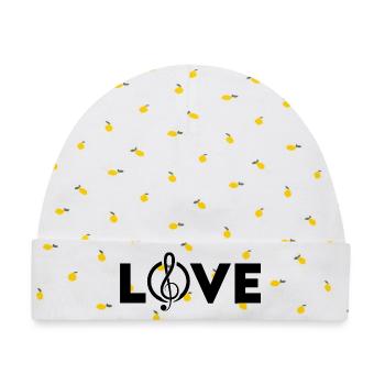 Love in Music Musik Sprüche Musiknoten Liebe Dance - Baby Premium Organic Mütze - Weiß/Zitronengelb - Vorne