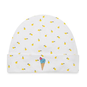 Eis-Eistüte - Baby Premium Organic Mütze - Weiß/Zitronengelb - Vorne