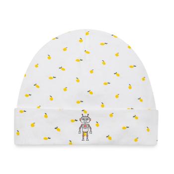 Roboter - Baby Premium Organic Mütze - Weiß/Zitronengelb - Vorne
