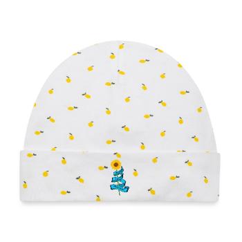 SonnenblumeFrieden Liebe Freiheit - Baby Premium Organic Mütze - Weiß/Zitronengelb - Vorne
