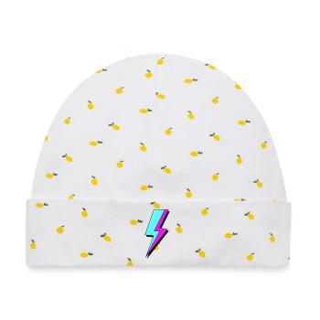 Psychedelische Neon-Beleuchtung - Baby Premium Organic Mütze - Weiß/Zitronengelb - Vorne