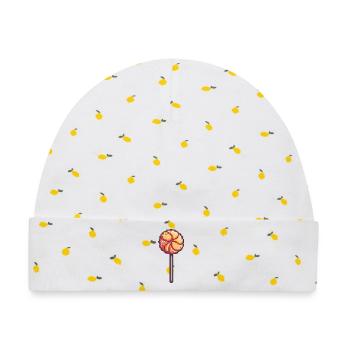 Pixel-Lolli am Stiel - Baby Premium Organic Mütze - Weiß/Zitronengelb - Vorne