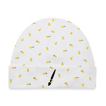 Pinsel, Malerei, Kunst Symbol - Baby Premium Organic Mütze - Weiß/Zitronengelb - Vorne