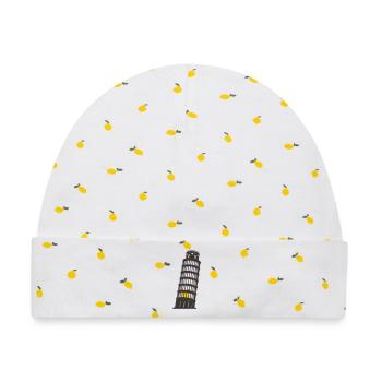 Italienische Turm von Pisa Silhouette - Baby Premium Organic Mütze - Weiß/Zitronengelb - Vorne
