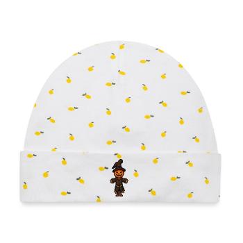 Pixel Halloween Kürbismann - Baby Premium Organic Mütze - Weiß/Zitronengelb - Vorne