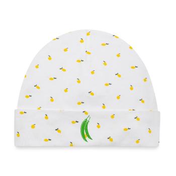 Französische Bohne - Baby Premium Organic Mütze - Weiß/Zitronengelb - Vorne