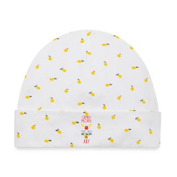 Genie Born July Baby Geschenk - Baby Premium Organic Mütze - Weiß/Zitronengelb - Vorne