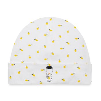 Kaffeebecher Sonnenaufgang - Baby Premium Organic Mütze - Weiß/Zitronengelb - Vorne