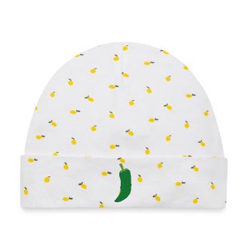 Grüne Chili Silhouette - Baby Premium Organic Mütze - Weiß/Zitronengelb - Vorne