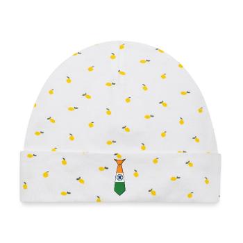 India Tie – Flaggendesign - Baby Premium Organic Mütze - Weiß/Zitronengelb - Vorne