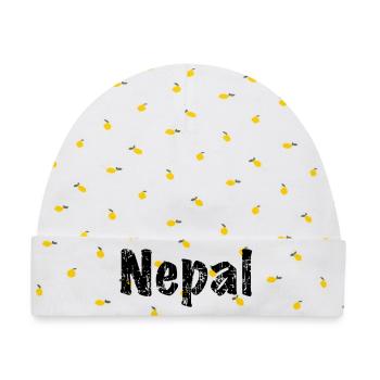 Nepal - Baby Premium Organic Mütze - Weiß/Zitronengelb - Vorne