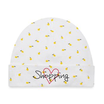 shopping Herz Ich liebe shopping Geschenk - Baby Premium Organic Mütze - Weiß/Zitronengelb - Vorne