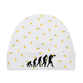 Evolution of boxing - Baby Premium Organic Mütze - Weiß/Zitronengelb - Vorne
