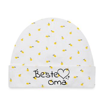 Beste Oma - Baby Premium Organic Mütze - Weiß/Zitronengelb - Vorne