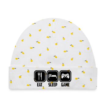 eat sleep game - Baby Premium Organic Mütze - Weiß/Zitronengelb - Vorne