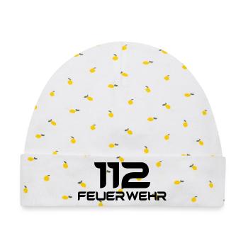 Feuerwehr 112 - Shirt - Baby Premium Organic Mütze - Weiß/Zitronengelb - Vorne