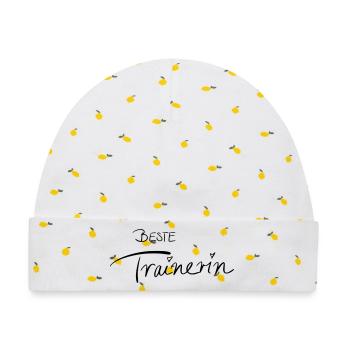 Beste Trainerin - Baby Premium Organic Mütze - Weiß/Zitronengelb - Vorne
