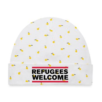 politik refugees welcome - Baby Premium Organic Mütze - Weiß/Zitronengelb - Vorne