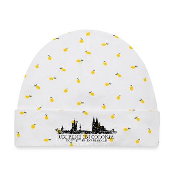 UBI BENE IBI COLONIA Kölner Skyline von Köln - Baby Premium Organic Mütze - Weiß/Zitronengelb - Vorne
