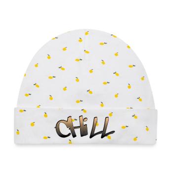 Chill, chill, Chill mal, abhängen, abschalten - Baby Premium Organic Mütze - Weiß/Zitronengelb - Vorne