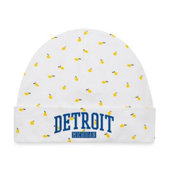 Detroit Michigan Varsity Arc - Baby Premium Organic Mütze - Weiß/Zitronengelb - Vorne