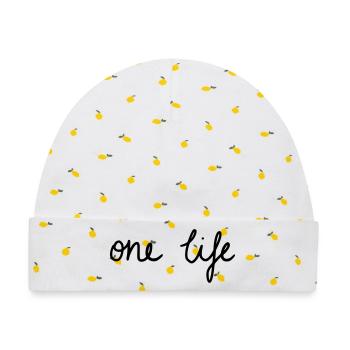one life - Baby Premium Organic Mütze - Weiß/Zitronengelb - Vorne