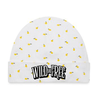 wild and free - Baby Premium Organic Mütze - Weiß/Zitronengelb - Vorne
