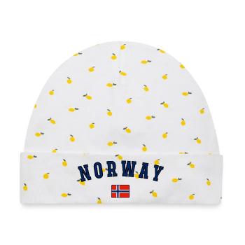 Norwegische Flagge, Norwegischer Stolz - Baby Premium Organic Mütze - Weiß/Zitronengelb - Vorne