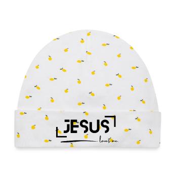 Jesus liebt mich - Baby Premium Organic Mütze - Weiß/Zitronengelb - Vorne