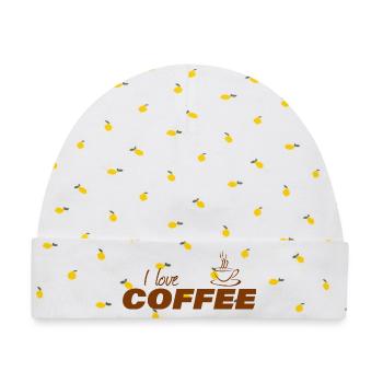 I LOVE COFFEE - Baby Premium Organic Mütze - Weiß/Zitronengelb - Vorne