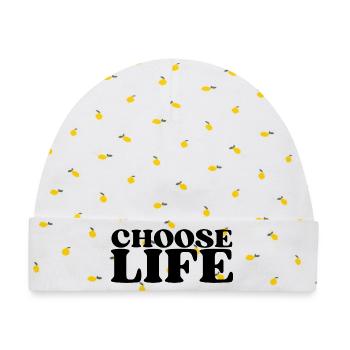 Choose Life - Statement fürs Leben! Was wählst du? - Baby Premium Organic Mütze - Weiß/Zitronengelb - Vorne
