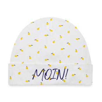 MOIN, navy - Baby Premium Organic Mütze - Weiß/Zitronengelb - Vorne