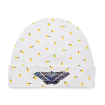 Blauer Schmetterling - Baby Premium Organic Mütze - Weiß/Zitronengelb - Vorne