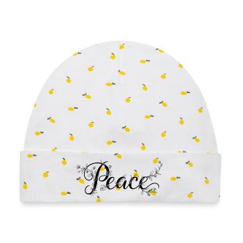 Peace  - Baby Premium Organic Mütze - Weiß/Zitronengelb - Vorne